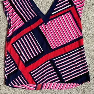 Express Pink Red and Navy Geometric Tank Top